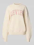 Swetry damskie - Sweter z dzianiny o kroju oversized z okrągłym dekoltem - miniaturka - grafika 1