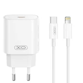 Ładowarki do telefonów - XO Ładowarka sieciowa CE25 PD 25W 1x USB-C biaa + kabel USB-C - Lightning - miniaturka - grafika 1