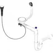 Syfony - LAVEO OKS 163T Syfon 3,5" Z przelewem z korkiem automatycznym zamykanym przyciskiem, z gładkimi osłonami na sitko i przelew Do zlewozmywaka 1 komorowego Syfon oszczędzający miejsce w szafce, typ Space Saving - miniaturka - grafika 1