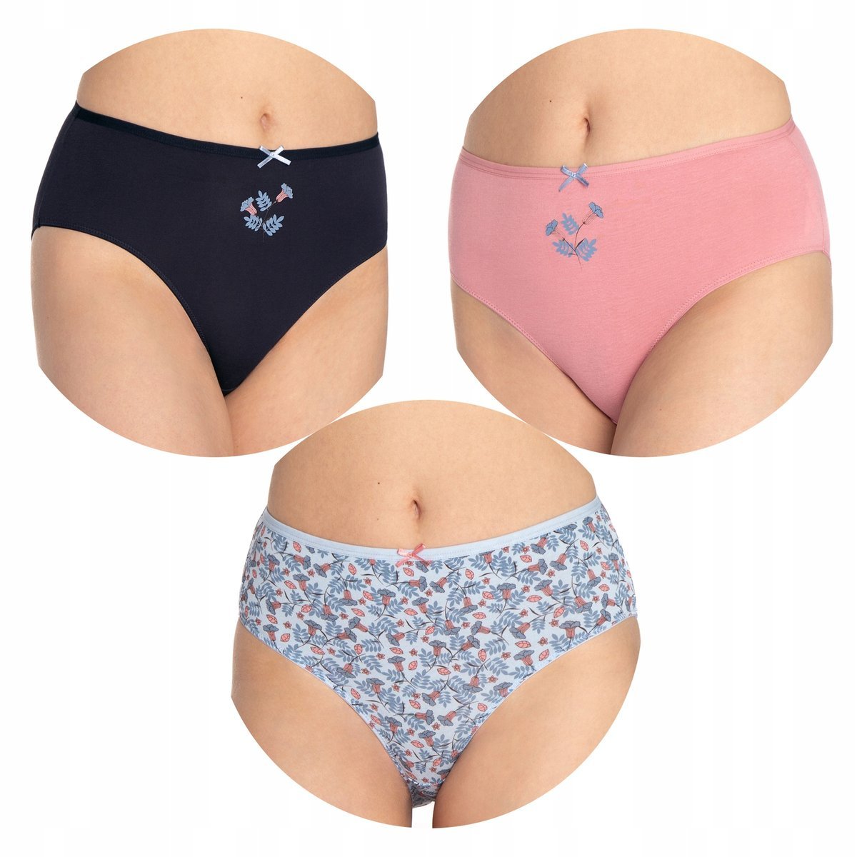 LAMA Figi Damskie BAWEŁNIANE mix wzorów r. L, 3 szt.