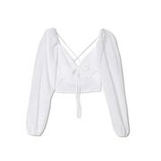 Bluzki damskie - Cropp - Ażurowa biała bluzka - Biały - miniaturka - grafika 1