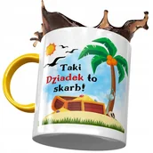 Gadżety dla niej i dla niego - Kubek Żółty dla Dziadka na Dzień Dziadka Prezent z Nadrukiem ze Zdjęciem + Opakowanie na prezent (wzór 04) - miniaturka - grafika 1