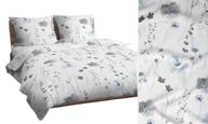Pościel - Pościel 140x200 biała szara niebieska kwiaty bawełna Max - miniaturka - grafika 1