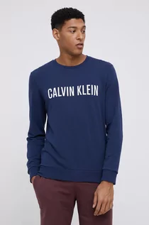 Piżamy męskie - Calvin Klein Underwear Longsleeve piżamowy kolor granatowy gładka - grafika 1