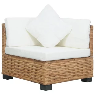 vidaXL Narożna sofa z poduszkami, naturalny rattan - Sofy ogrodowe - miniaturka - grafika 1