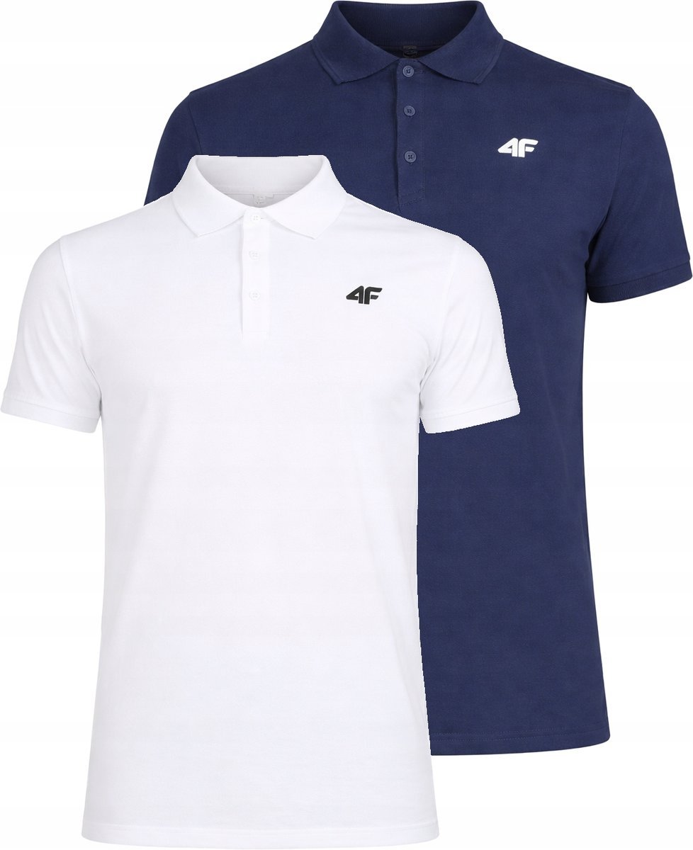 Dwupak męskich polo 4F M0770 biały + granatowy r. XL
