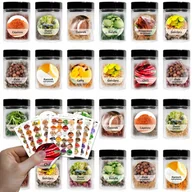 Pojemniki kuchenne - 24x SŁOIKI pojemniki na przyprawy 100ml z naklejkami 192szt. W5 plastikowe - miniaturka - grafika 1