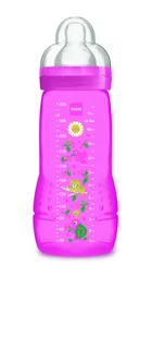 MAM Baby Bottle Pattern, Butelka PC, 330 ml/Smoczek na butelkę, 4m+, szybki przepływ, Różowy - Butelki dla niemowląt - miniaturka - grafika 1