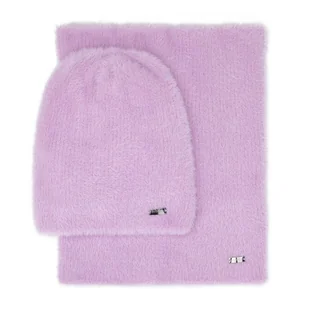 Damski komplet zimowy z miękkiej dzianiny jasny fiolet - Czapki damskie - miniaturka - grafika 1