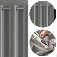 Zasłony - Zasłona na przelotkach 140x260 jasno szara Welwet kółka półzaciemniająca - miniaturka - grafika 1