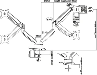 InLine InLine® Desktop mount with lifter and USB 3.0, movable, for two Displays up to 81cm 32" max. 9kg - Akcesoria do komputerów stacjonarnych - miniaturka - grafika 1
