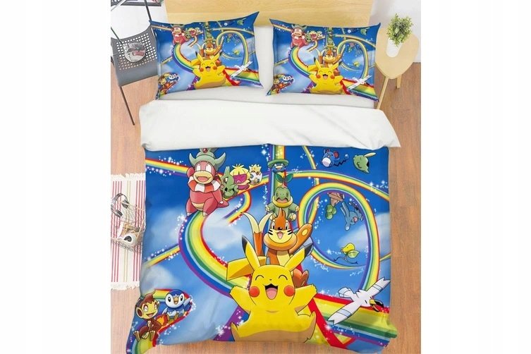 Komplet Pościeli Poszewka Pokemon Pikachu 200x200 cm 50x75 cm
