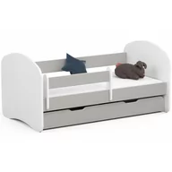 Łóżka dla dzieci i młodzieży - Łóżko dziecięce 140x70 SMILE z materacem i szufladą szare - miniaturka - grafika 1