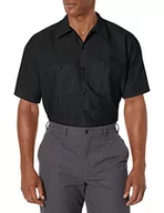 Koszule męskie - Red Kap Męska koszula w stylu industrialnym, z krótkim rękawem i guzikami, koszula robocza, czarny, L/Długi - miniaturka - grafika 1