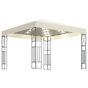 Altana ze sznurem lampek LED, 3x3 m, kremowa tkanina - Altany ogrodowe - miniaturka - grafika 1