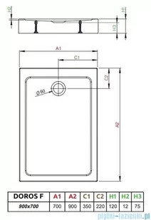 Radaway Doros F Compact Stone brodzik 90x70 biały SDRFP9070-05-04S - Brodziki prysznicowe - miniaturka - grafika 2