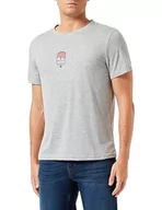 Koszulki męskie - Bona Basics, Cyfrowy nadruk, męski T-shirt basic,%70% bawełna%30 poliester, szary, casualowy, męskie topy, rozmiar: S, szary, S - miniaturka - grafika 1