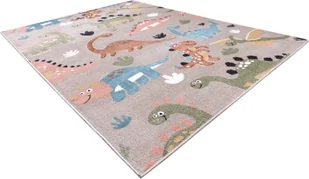 Dywan FUN Dino dla dzieci, dinozaury beż wielokolorowy 80x150 cm - Dywany dla dzieci - miniaturka - grafika 1