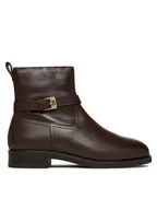 Botki damskie - Tommy Hilfiger Botki Th Buckle Riding Leather Bootie FW0FW08781 Brązowy - miniaturka - grafika 1
