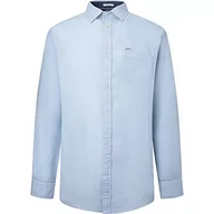 Koszule męskie - Pepe Jeans Męska koszula Parker, błękitna, L, Niebieskie wybielacze, L - miniaturka - grafika 1