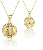 Biżuteria religijna - Medalik Świętego Benedykta Srebrny Pozłacany - miniaturka - grafika 1