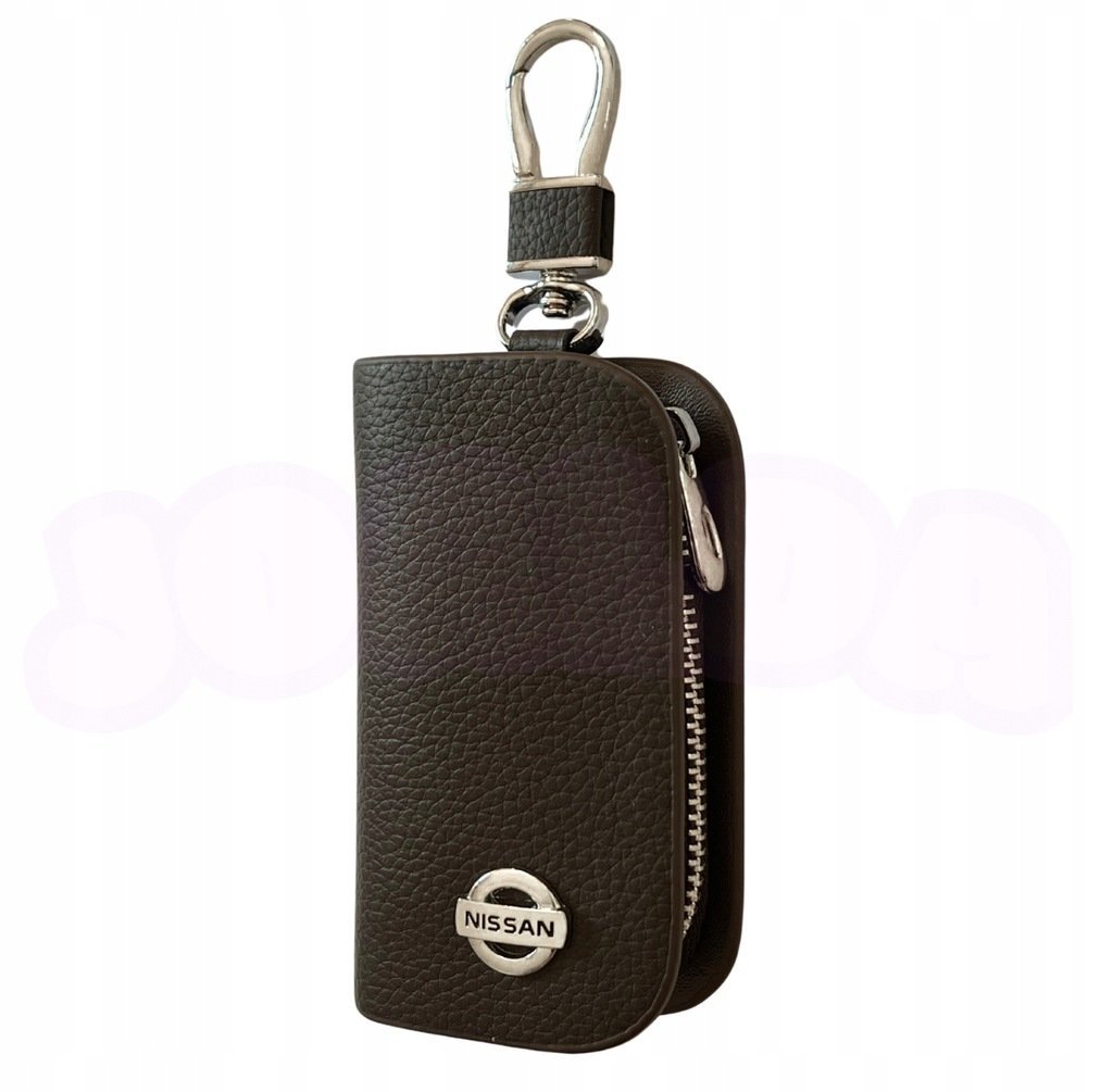 SKÓRZANE ETUI na klucze NISSAN logo KLUCZYK brelok ELEGANCKI brąz