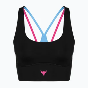 Biustonosz treningowy Under Armour Project Rock LG Grind Sportlette black/viral blue/astro pink - Bielizna sportowa damska - miniaturka - grafika 1