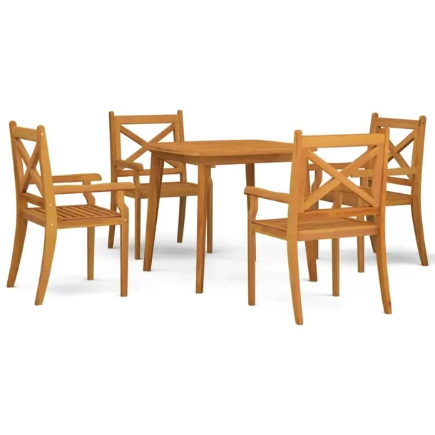Zestaw Mebli Ogrodowych z Litego Drewna Akacjowego, Stół 85x85x75cm, Krze