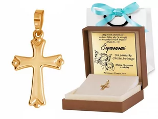 Murrano Złota Zawieszka 585 Krzyżyk Trójlistny Grawer ZZ-053 - Zawieszki - miniaturka - grafika 1