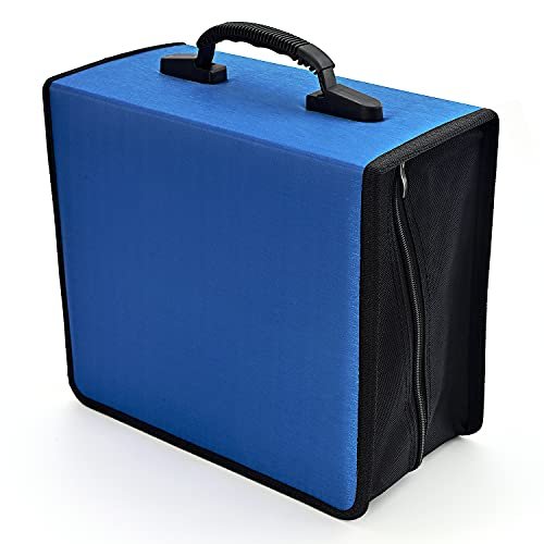 alavisxf xx Etui na płyty CD, pojemność 432, etui na DVD, wytrzymały zamek błyskawiczny, organizer do przechowywania multimediów, portfel do samochodu, domu, biura, podróży, pojemność 432, niebieskie