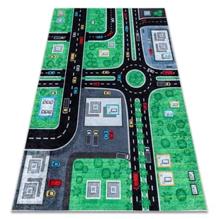 Dywan do prania JUNIOR 52052.802 Miasto, uliczki dla dzieci, antypoślizgowy - zielony / czarny, 160x220 cm - Dywany dla dzieci - miniaturka - grafika 1