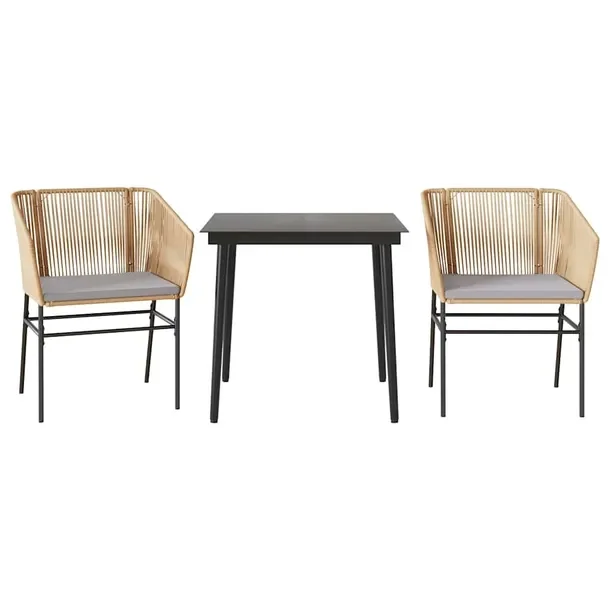 Zestaw Mebli Ogrodowych Rattan PE i Stal, Stół 80x80x74 cm, Krzesła 63x6