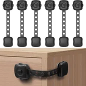 Zawiasy, okucia i inne akcesoria - Czarne blokady zabezpieczające dla dzieci do szafek, 6 szt. blokad zabezpieczających dla dzieci, regulowane blokady zabezpieczające do szafek i szufla - miniaturka - grafika 1