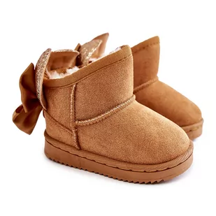 FR1 Dziewczęce Ocieplane Śniegowce Z Kokardkami Camel Meriva brązowe - Buty dla dziewczynek - miniaturka - grafika 1
