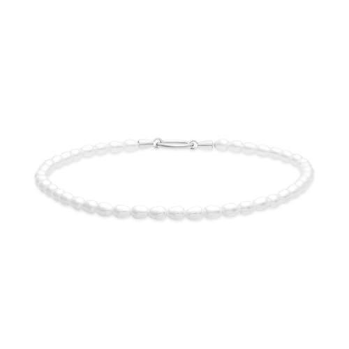 Tamaris Anklet – elegancki łańcuszek na stopę z polerowanej stali nierdzewnej – srebrny – łańcuszek ze szklanymi perłami, regulowany do 25 cm, wodoodporny i przyjazny dla skóry