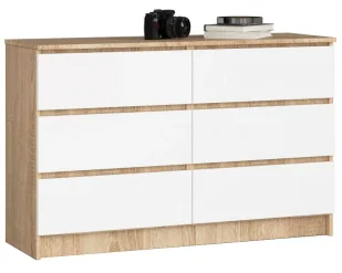 Skandynawska komoda z szufladami dąb sonoma + biały K6-F23 - Komody - miniaturka - grafika 1