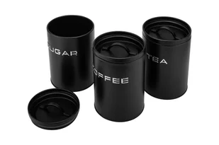 Komplet 3 pojemniki ALEX COFFEE SUGAR TEA czarny kawa cukier herbata zestaw - Pojemniki kuchenne - miniaturka - grafika 1