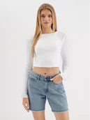 Bluzki damskie - Noisy May Bluzka Maya 27027280 Biały Slim Fit - miniaturka - grafika 1