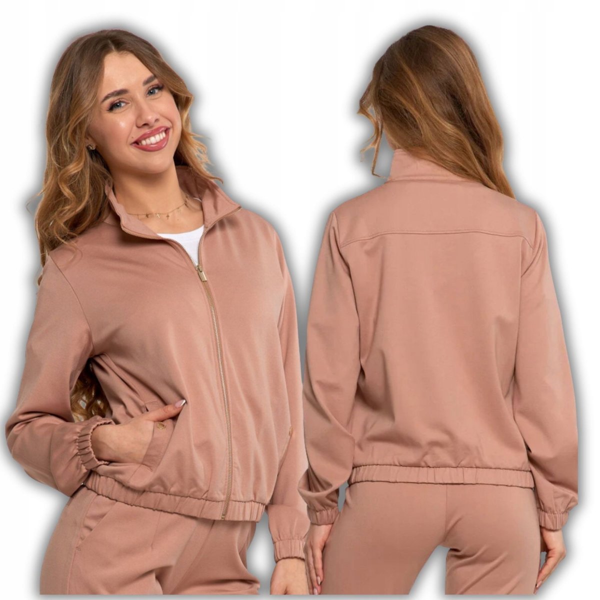 BLUZA DAMSKA DRESOWA BEZ KAPTURA ROZPINANA LEKKA STYLOWA MODNA MORAJ XXL BEIGE