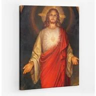 Ikony i obrazy sakralne - Serce Jezusa Zbawiciel - obraz polycanvas, 60x80 - miniaturka - grafika 1