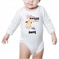 Body dla niemowląt - Body Dziecięce Białe JESTEM WASZYM ŚWIATEM Imię 86 - miniaturka - grafika 1