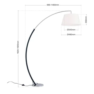 ORION Lampa łukowa Philipp klosz z tkaniny chrom/czarny - Lampy stojące - miniaturka - grafika 2