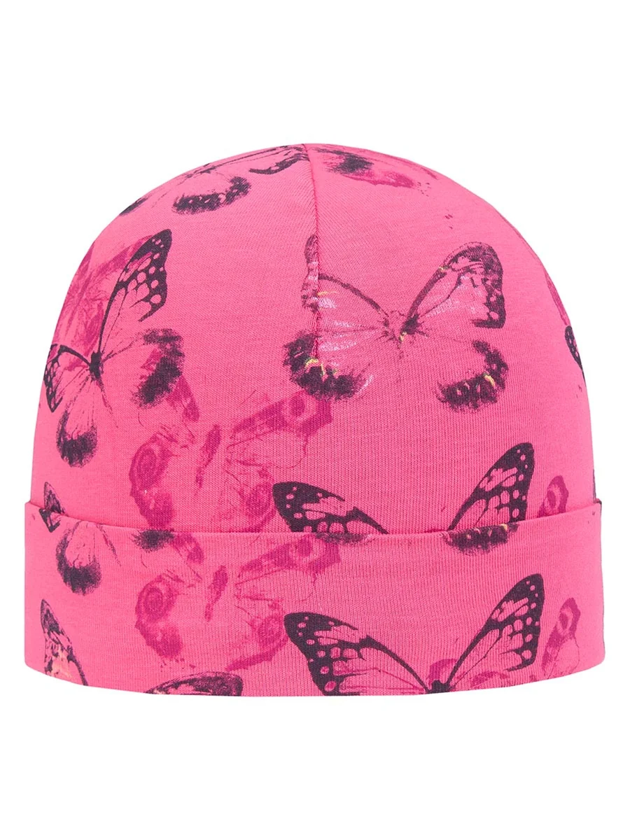 Dziewczęca czapka beanie różowa w motyle Doll r.51