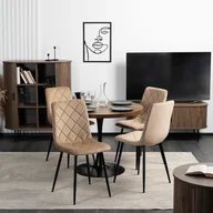 Krzesła - Krzesło Tapicerowane do Jadalni FORIS Beżowe Welurowe Nowoczesne Loft - miniaturka - grafika 1