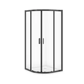 Kabiny prysznicowe - Cersanit Zestaw kabina prysznicowa z brodzikiem  Arteco 90x90x190 cm półokrągła czarna brodzik Tako 4 cm S913-023 - miniaturka - grafika 1