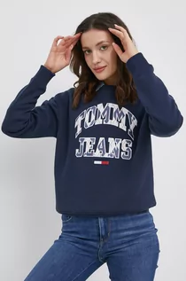 Bluzy damskie - Tommy Jeans bluza damska kolor granatowy z aplikacją - grafika 1