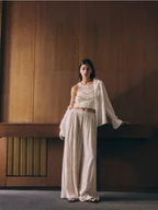 Spodnie damskie - Reserved - Szerokie spodnie z wiskozą - beżowy - miniaturka - grafika 1