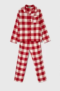 Piżamy dla dziewczynek - United Colors of Benetton piżama bawełniana dziecięca kolor czerwony wzorzysta - grafika 1