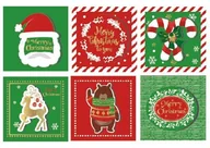 Opakowania i torebki na prezenty - Karnety Samoprzylepne 5X5 Cm, 12 Szt. Zielono-Czerwone - miniaturka - grafika 1