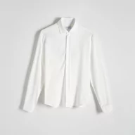 Koszule męskie - Reserved - Dzianinowa koszula slim fit - Biały - miniaturka - grafika 1